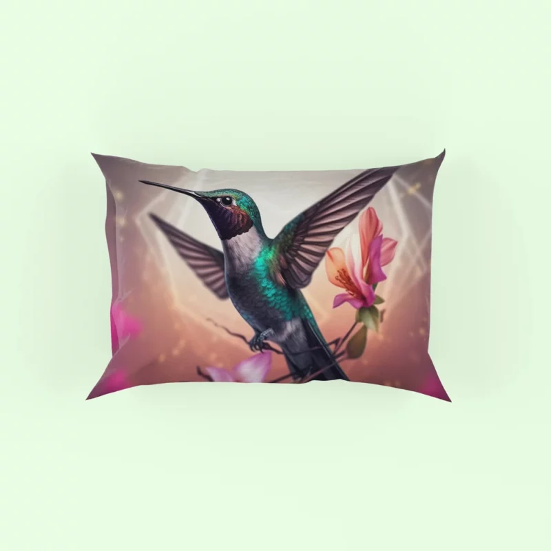 Green Hummingbird With Flower Pillow Case