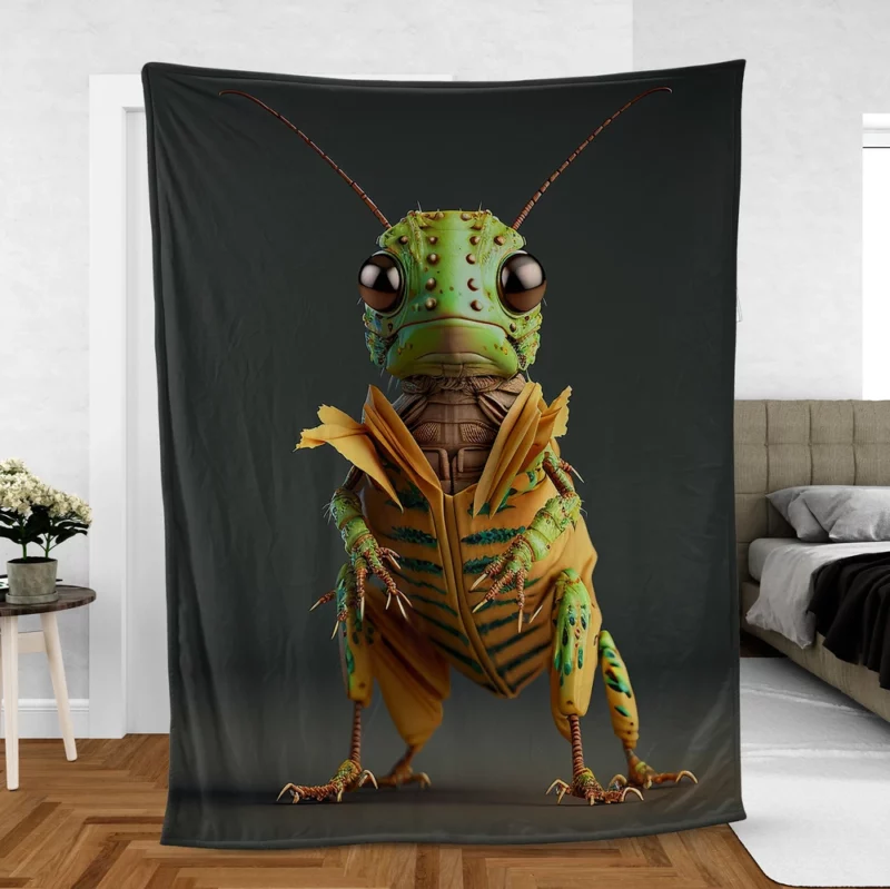 Green and Yellow Grasshopper Fleece Blanket