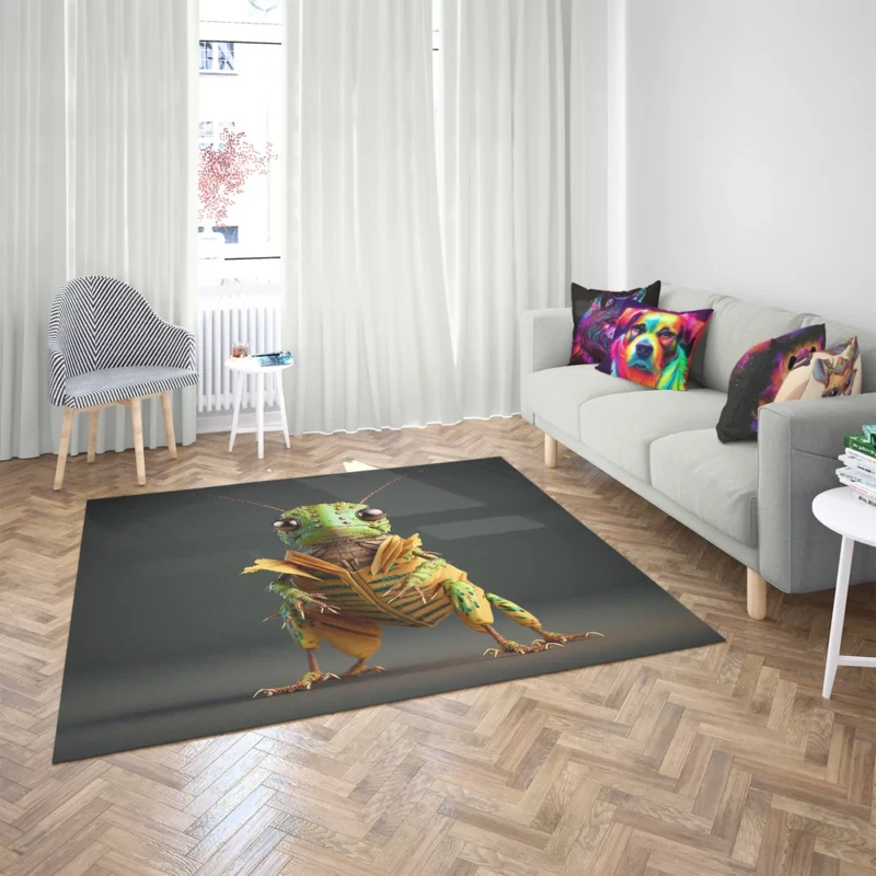 Green and Yellow Grasshopper Rug 2