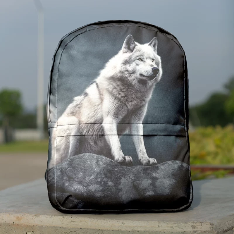 Grey Wolf Howling at Moon Minimalist Backpack