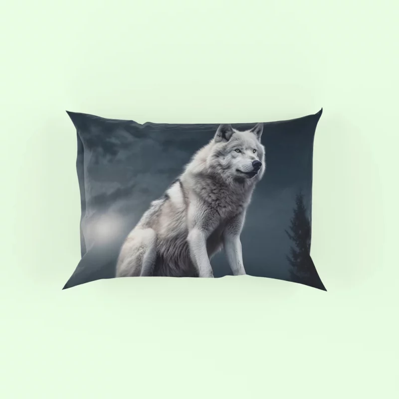 Grey Wolf Howling at Moon Pillow Case