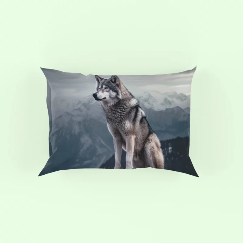 Grey Wolf Under Full Moon Pillow Case