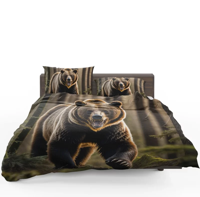 Grizzly Running Through the Jungle Bedding Set 1