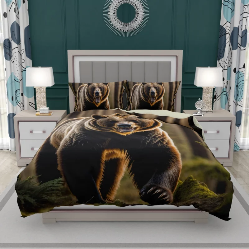 Grizzly Running Through the Jungle Bedding Set 2