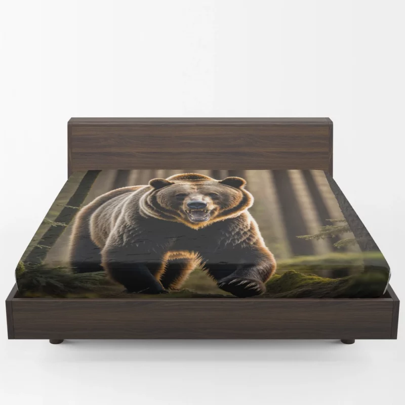 Grizzly Running Through the Jungle Fitted Sheet 1