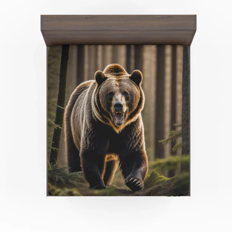 Grizzly Running Through the Jungle Fitted Sheet