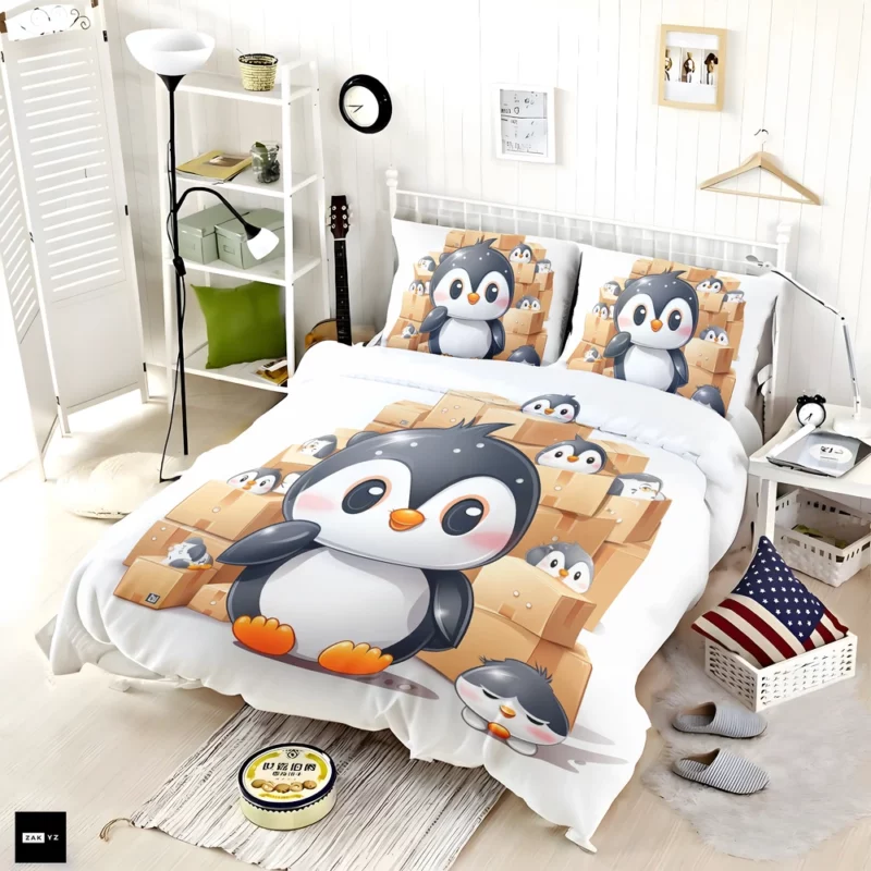 Group of Cute Penguins Bedding Set