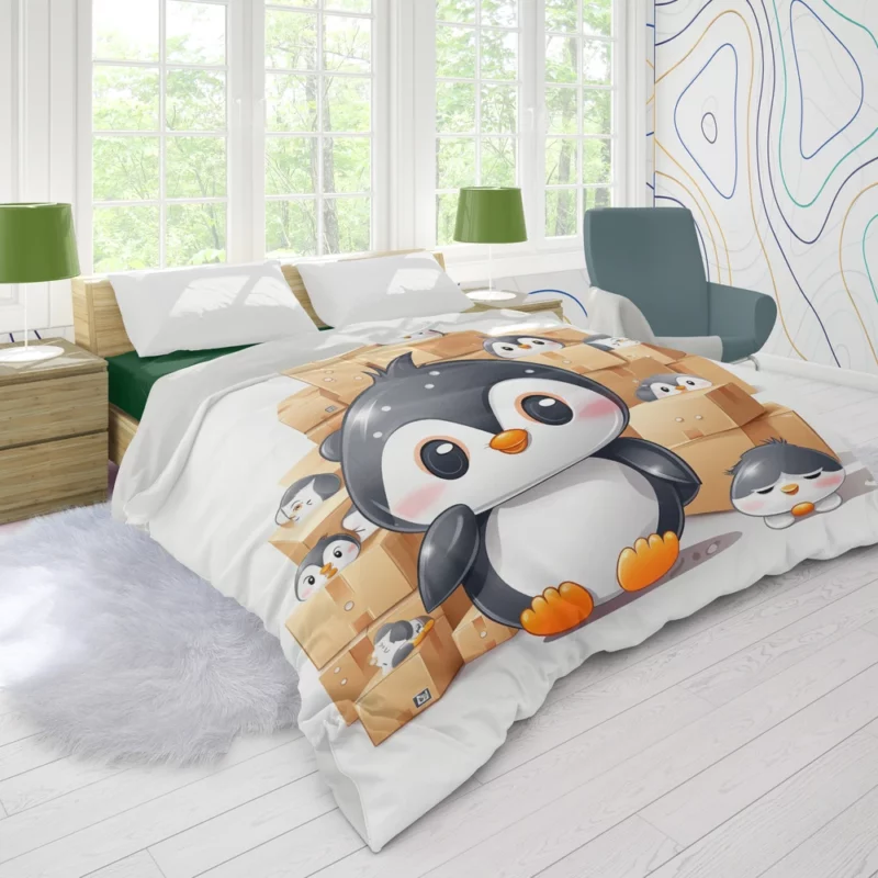 Group of Cute Penguins Duvet Cover