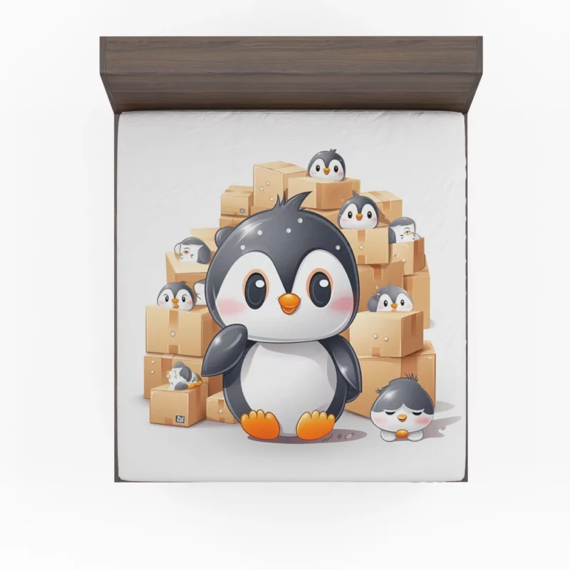 Group of Cute Penguins Fitted Sheet