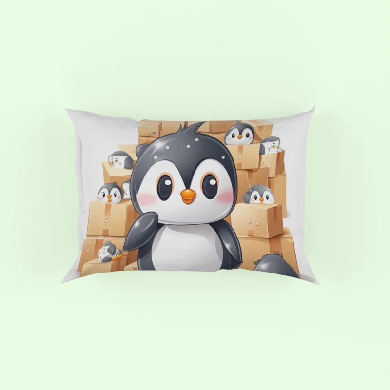 Group of Cute Penguins Pillow Case