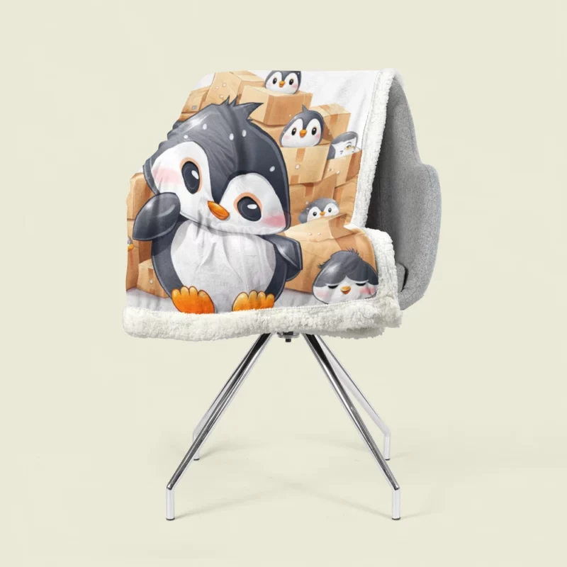 Group of Cute Penguins Sherpa Fleece Blanket 1