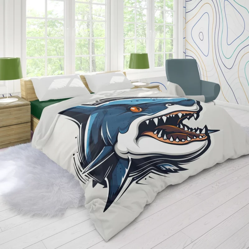 Halloween Shark Poster Duvet Cover