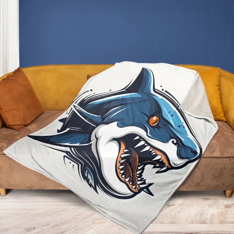 Halloween Shark Poster Fleece Blanket 1