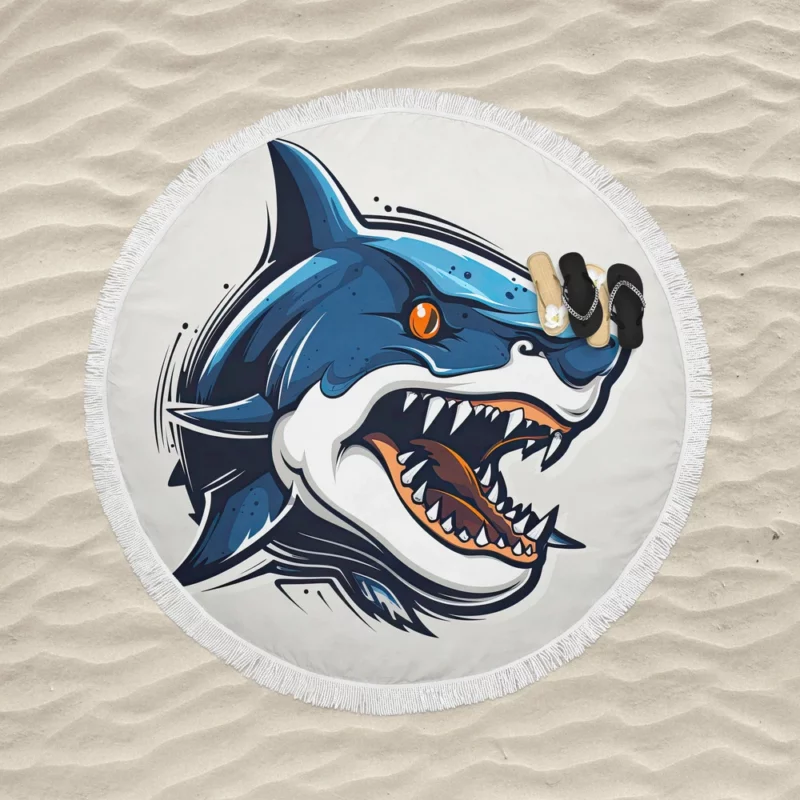 Halloween Shark Poster Round Beach Towel