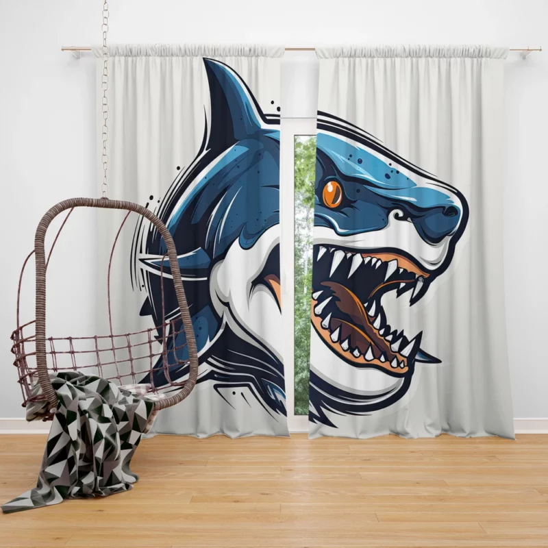 Halloween Shark Poster Window Curtain