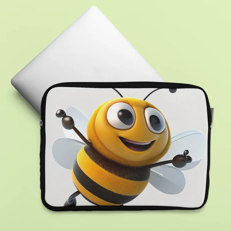 Happy Cartoon Bee Laptop Sleeve