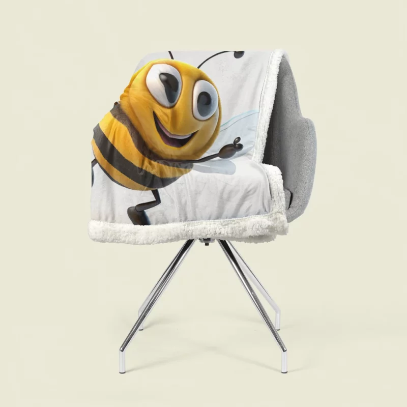 Happy Cartoon Bee Sherpa Fleece Blanket 1