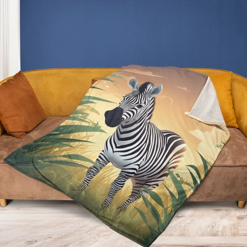 Happy Cartoon Zebra Fleece Blanket 1