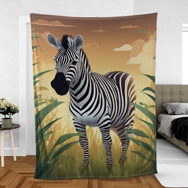 Happy Cartoon Zebra Fleece Blanket