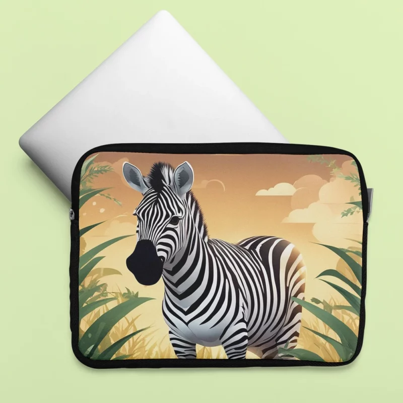 Happy Cartoon Zebra Laptop Sleeve