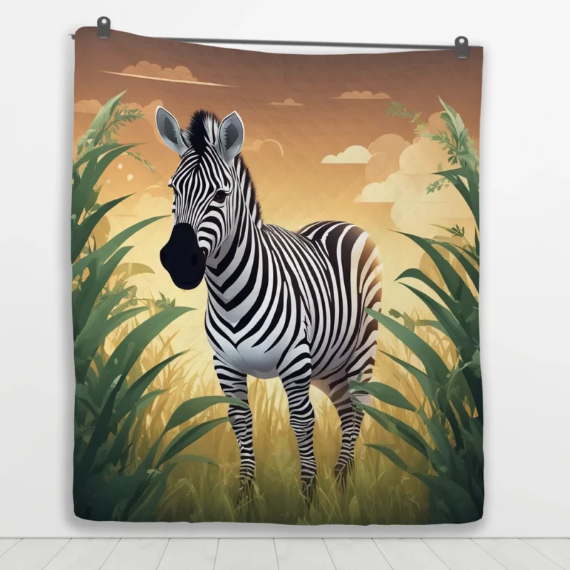 Happy Cartoon Zebra Quilt Blanket 1