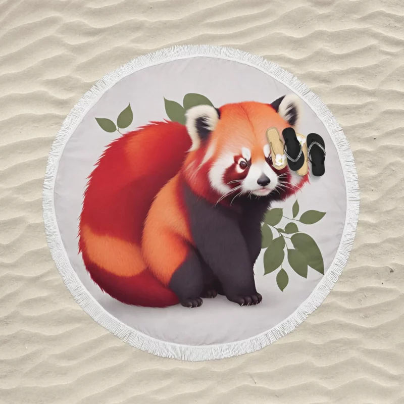 Happy Panda with a Joyful Demeanor Round Beach Towel