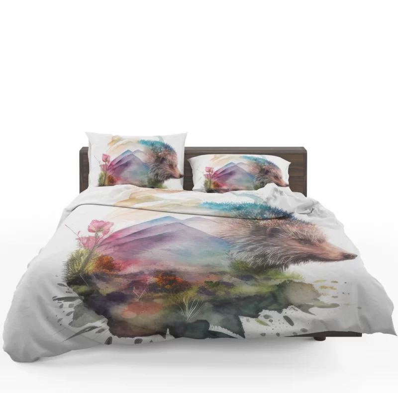 Hedgehog Double Exposure Art Bedding Set 1