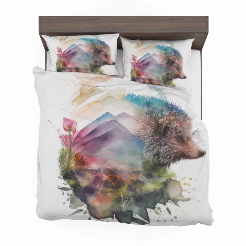 Hedgehog Double Exposure Art Bedding Set 2