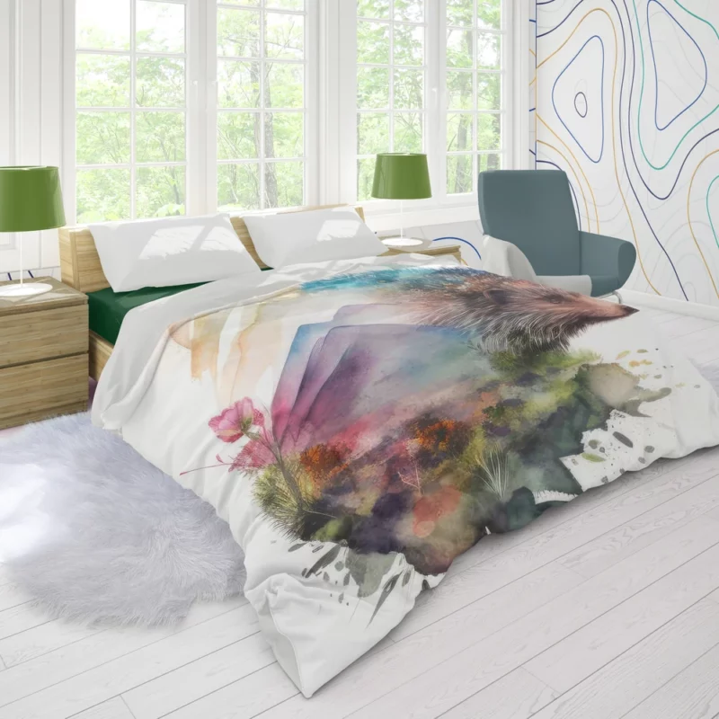 Hedgehog Double Exposure Art Duvet Cover