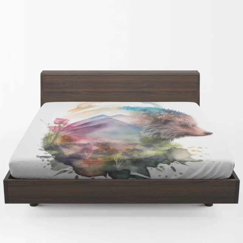 Hedgehog Double Exposure Art Fitted Sheet 1