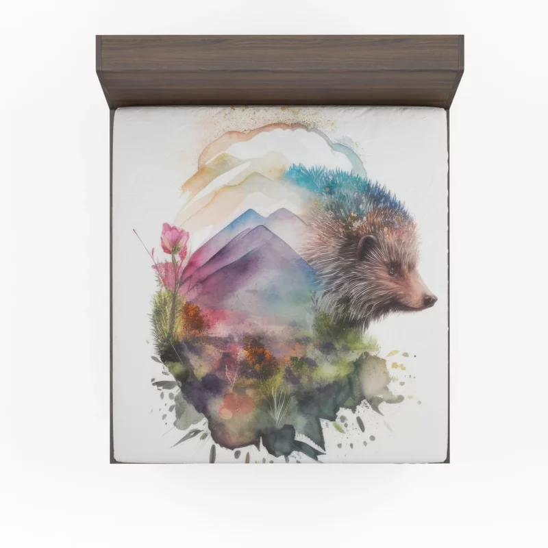 Hedgehog Double Exposure Art Fitted Sheet