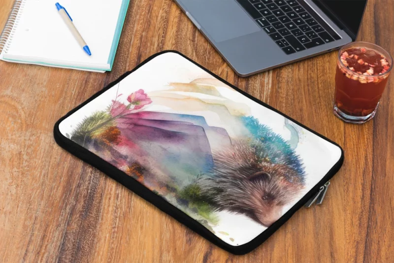 Hedgehog Double Exposure Art Laptop Sleeve 2