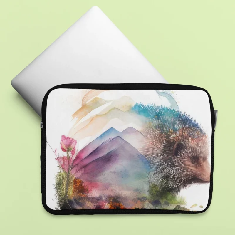 Hedgehog Double Exposure Art Laptop Sleeve