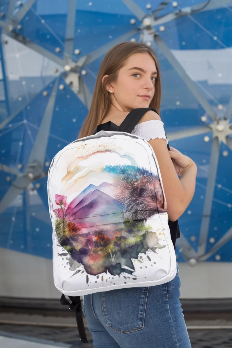 Hedgehog Double Exposure Art Minimalist Backpack 2