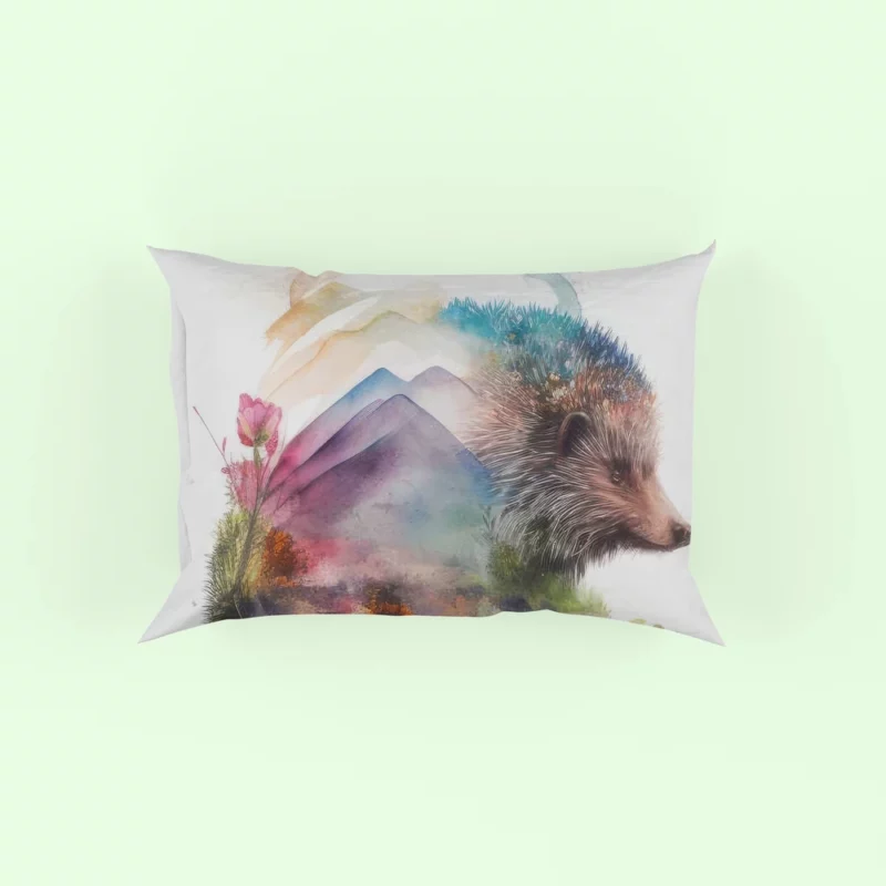 Hedgehog Double Exposure Art Pillow Case