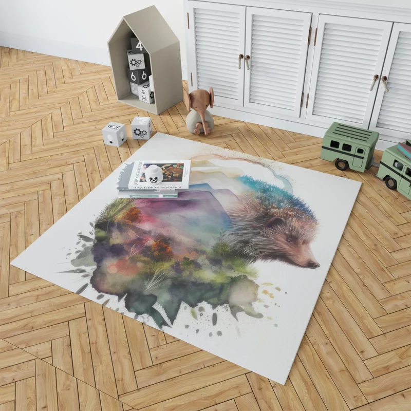 Hedgehog Double Exposure Art Rug 1