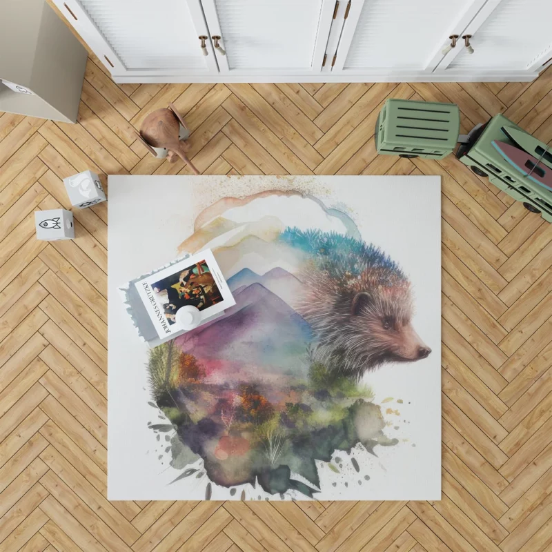 Hedgehog Double Exposure Art Rug