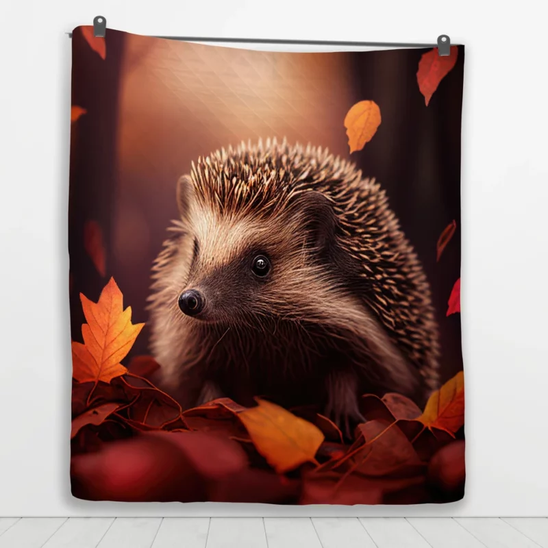 Hedgehog in Autumn Forest Quilt Blanket 1