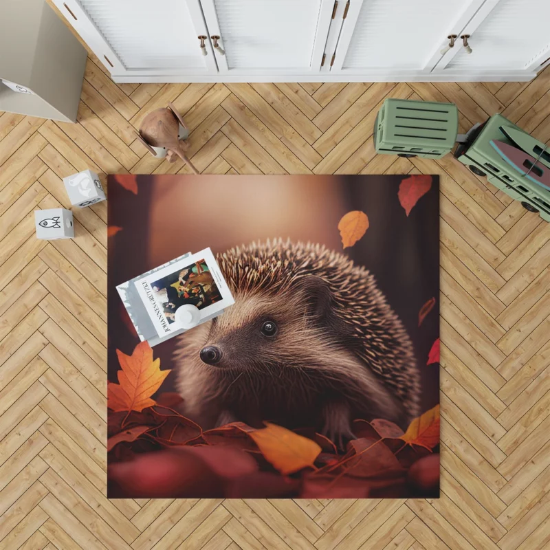 Hedgehog in Autumn Forest Rug