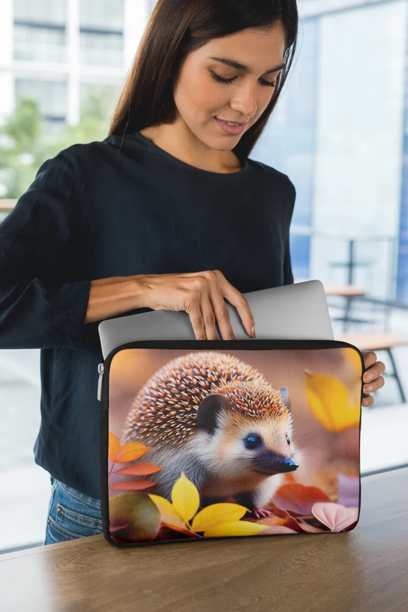 Hedgehog in Autumn Leaves Laptop Sleeve 1