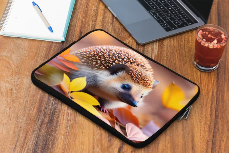 Hedgehog in Autumn Leaves Laptop Sleeve 2