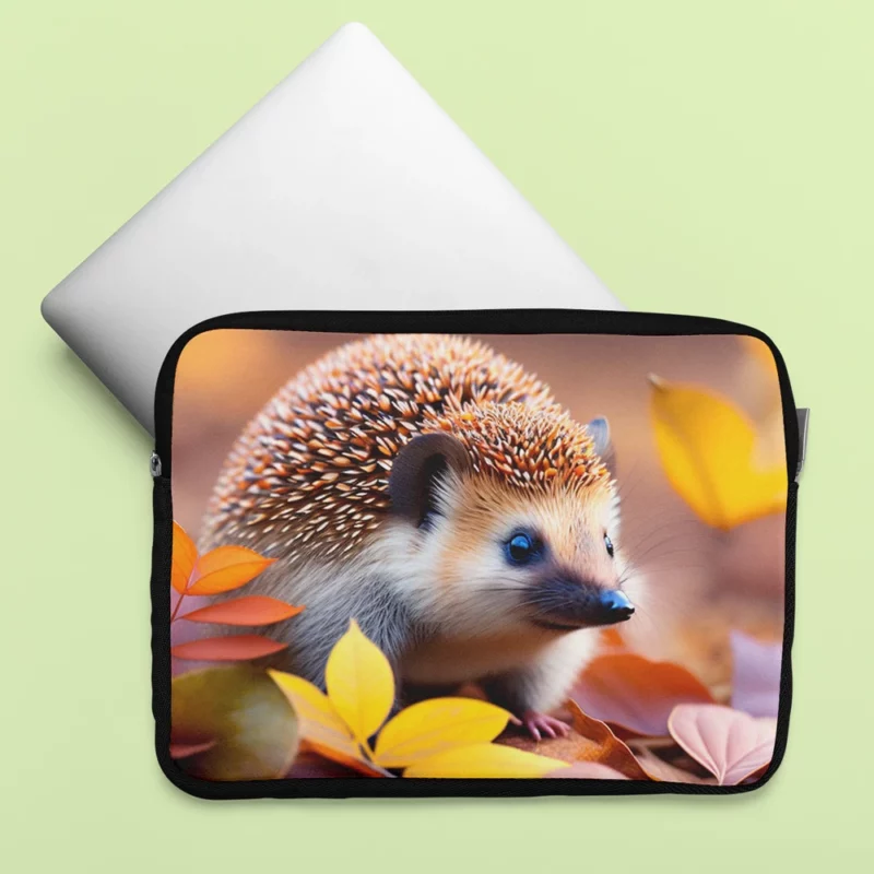 Hedgehog in Autumn Leaves Laptop Sleeve