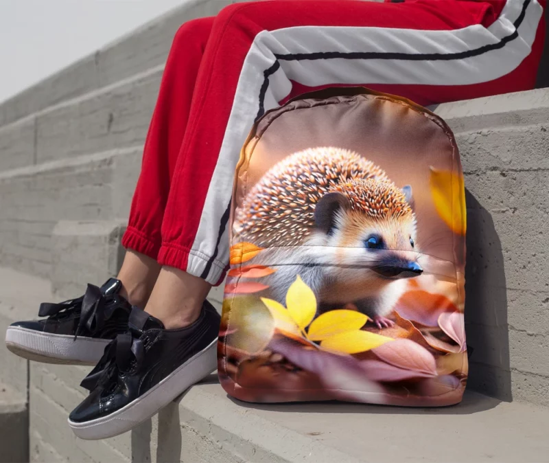 Hedgehog in Autumn Leaves Minimalist Backpack 1