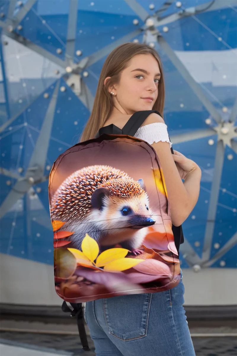 Hedgehog in Autumn Leaves Minimalist Backpack 2