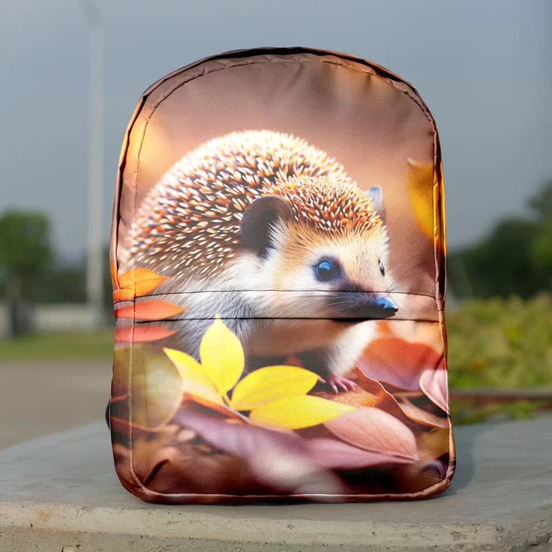 Hedgehog in Autumn Leaves Minimalist Backpack