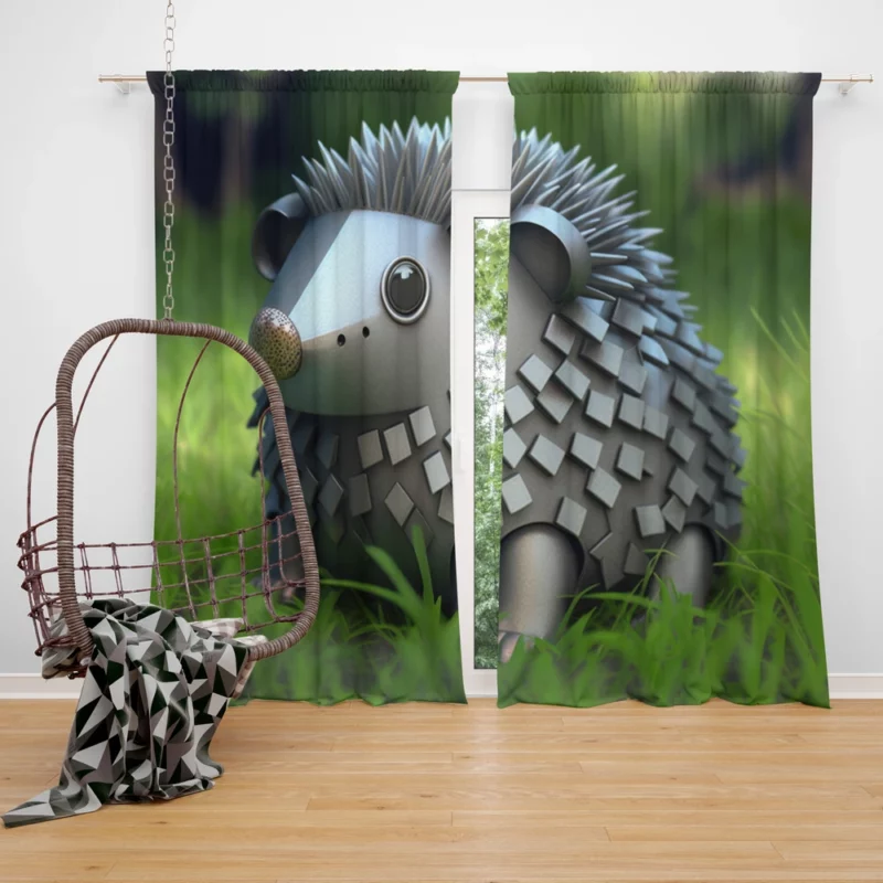 Hedgehog in Pokemon-Style Steel Window Curtain