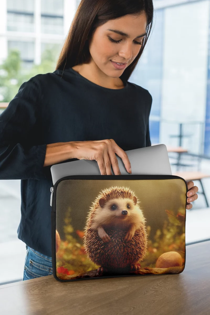 Hedgehog in Woods Drawing Laptop Sleeve 1