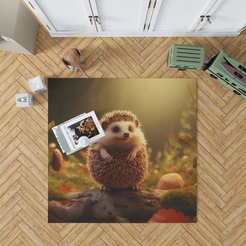 Hedgehog in Woods Drawing Rug