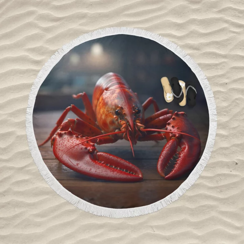 High Quality Lobster Photo Round Beach Towel