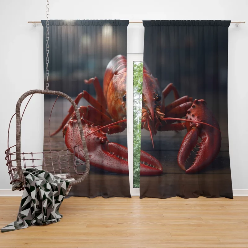 High Quality Lobster Photo Window Curtain